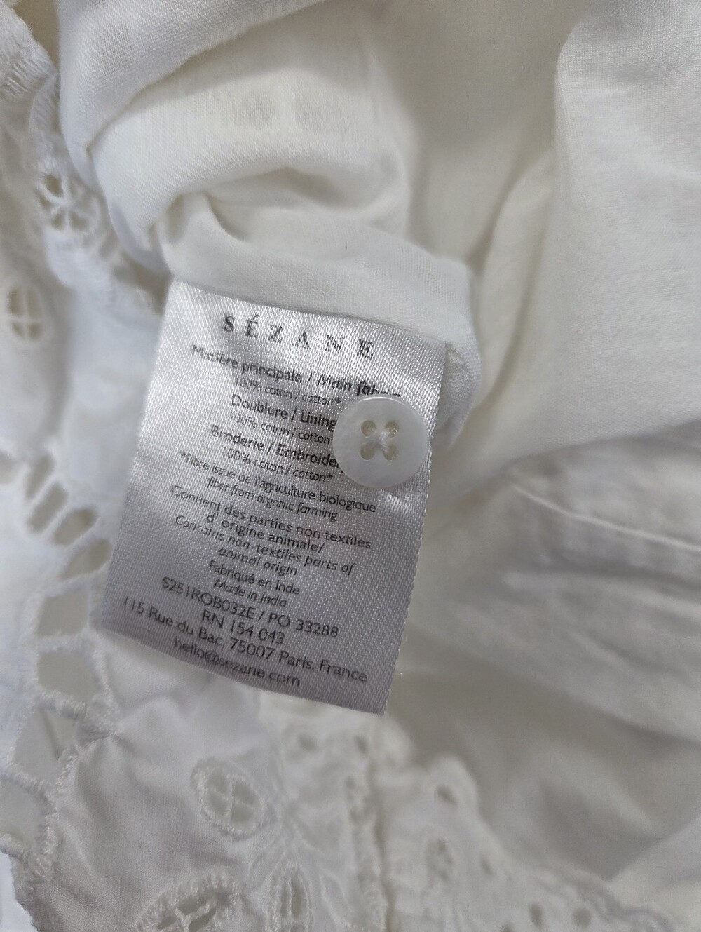 Sézane‎ Elvina Eyelet Embroidered Shirt Dress White EU 42 Runs Small - Picture 3 of 13
